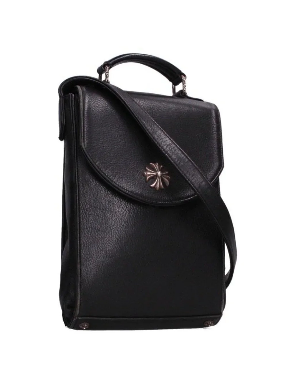 Chrome Hearts CH Plus Decorated 2-Way Leather Shoulder Bag